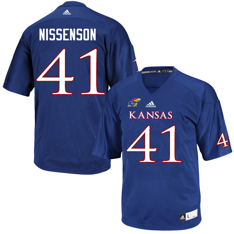Men #41 Cameron Nissenson Kansas Jayhawks College Football Jerseys Sale-Royal - Click Image to Close